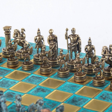 Ensemble de Jeu d'Échecs Grec et Romain en Métal - Échiquier 5 Coloris au Choix, avec Coffret de Rangement en Bois Stratifié – Image 6