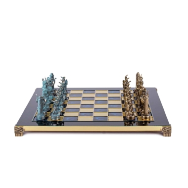 Ensemble d'Échecs Mythologie Grecque en Métal – Pièces Bronze et Bleu avec Échiquier en Métal – Image 6