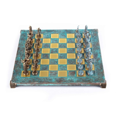 Ensemble d'Échecs Mythologie Grecque en Métal – Pièces Bronze et Bleu avec Échiquier en Métal – Image 12