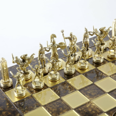 Alternative view of Jeu d'Échecs Mythologie Grecque avec Pièces Or & Marron - Échiquier en Metal 36 x 36 cm