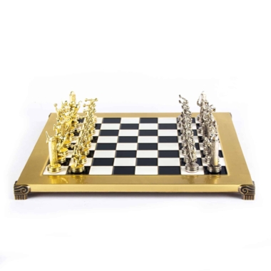 Ensemble de Jeu d'Échecs en Metal Lanceurs de Disque Or & Argent - 36 x 36 cm – Image 24