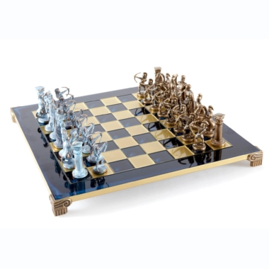 Ensemble de Jeu d'Échecs Archers et Batailles Historiques – Pièces en Métal Bronze & Patine Bleue – Image 7