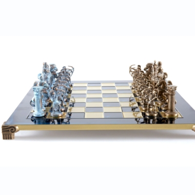 Ensemble de Jeu d'Échecs Archers et Batailles Historiques – Pièces en Métal Bronze & Patine Bleue – Image 8