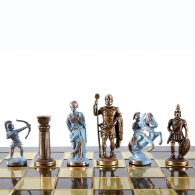 Ensemble de Jeu d'Échecs Archers et Batailles Historiques – Pièces en Métal Bronze & Patine Bleue – Image 6