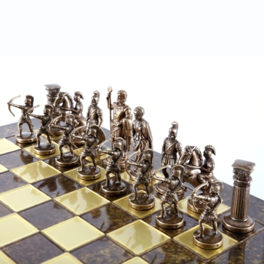 Ensemble de Jeu d'Échecs Archers et Batailles Historiques – Pièces en Métal Bronze & Patine Bleue – Image 4