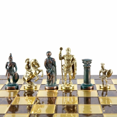 Jeu d'Echecs Greco-Romain - Pièces Vertes et Dorées avec Plateau de Jeu en Metal – Image 6