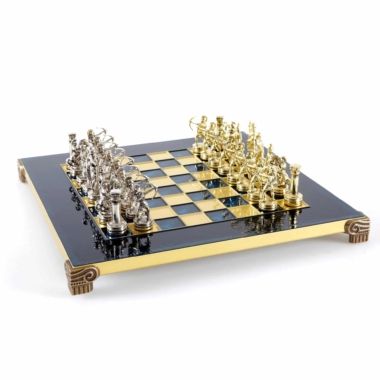 Petit Ensemble de Jeu d'Échecs en Métal Argenté et Or Archers - Coffret en Bois Stratifié avec Échiquier en Métal – Image 17