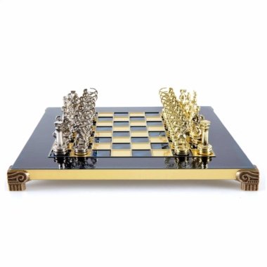 Petit Ensemble de Jeu d'Échecs en Métal Argenté et Or Archers - Coffret en Bois Stratifié avec Échiquier en Métal – Image 20