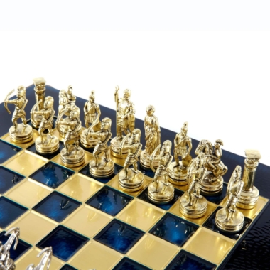Petit Ensemble de Jeu d'Échecs en Métal Argenté et Or Archers - Coffret en Bois Stratifié avec Échiquier en Métal – Image 22
