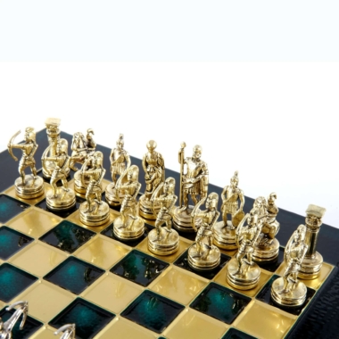 Petit Ensemble de Jeu d'Échecs en Métal Argenté et Or Archers - Coffret en Bois Stratifié avec Échiquier en Métal – Image 5