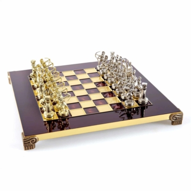 Petit Ensemble de Jeu d'Échecs en Métal Argenté et Or Archers - Coffret en Bois Stratifié avec Échiquier en Métal – Image 12