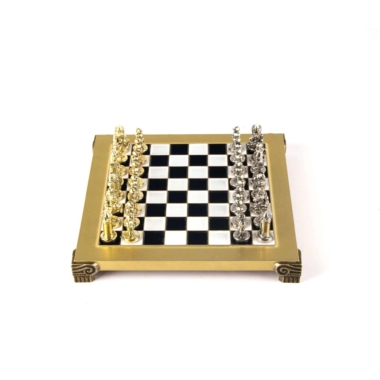 Petit Ensemble de Jeu d'Échecs Byzantin Pièces en Metal Or & Argent avec Échiquier en Metal et Coffret de Rangement – Image 9