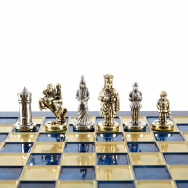 Petit Ensemble de Jeu d'Échecs Byzantin Pièces en Metal Or & Argent avec Échiquier en Metal et Coffret de Rangement – Image 33