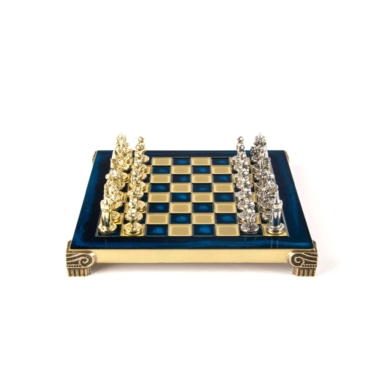 Petit Ensemble de Jeu d'Échecs Byzantin Pièces en Metal Or & Argent avec Échiquier en Metal et Coffret de Rangement – Image 30
