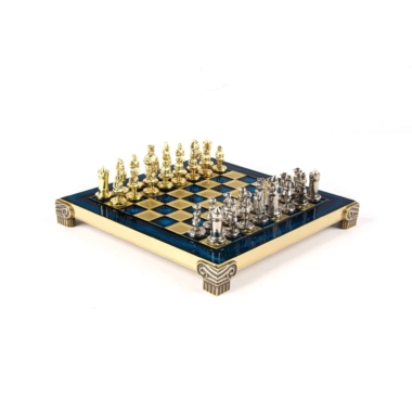 Petit Ensemble de Jeu d'Échecs Byzantin Pièces en Metal Or & Argent avec Échiquier en Metal et Coffret de Rangement – Image 31