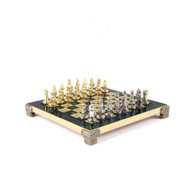 Petit Ensemble de Jeu d'Échecs Byzantin Pièces en Metal Or & Argent avec Échiquier en Metal et Coffret de Rangement – Image 19