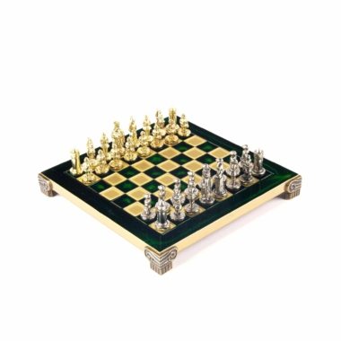Petit Ensemble de Jeu d'Échecs Byzantin Pièces en Metal Or & Argent avec Échiquier en Metal et Coffret de Rangement – Image 18
