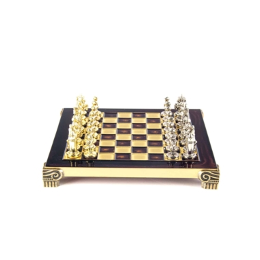 Petit Ensemble de Jeu d'Échecs Byzantin Pièces en Metal Or & Argent avec Échiquier en Metal et Coffret de Rangement – Image 14