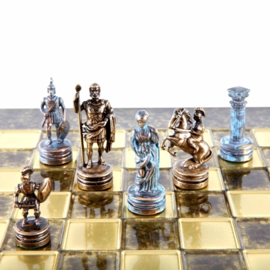Ensemble de Jeu d'Échecs Grec et Romain en Métal - Échiquier 5 Coloris au Choix, avec Coffret de Rangement en Bois Stratifié – Image 10