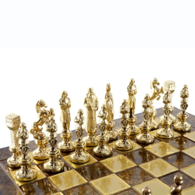 Jeu d'échecs Renaissance - Échiquier et Pièces d'Echecs en Metal Or et Bronze – Image 5
