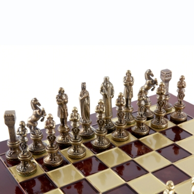 Jeu d'échecs Renaissance - Échiquier et Pièces d'Echecs en Metal Or et Bronze – Image 10