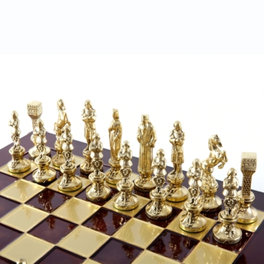 Jeu d'échecs Renaissance - Échiquier et Pièces d'Echecs en Metal Or et Bronze – Image 9