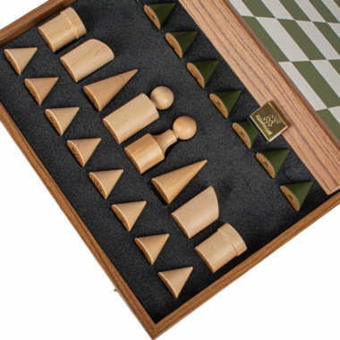 Ensemble de Jeu d'Echecs Style Bauhaus - Vert & Blanc - 40 x 40 cm – Image 6