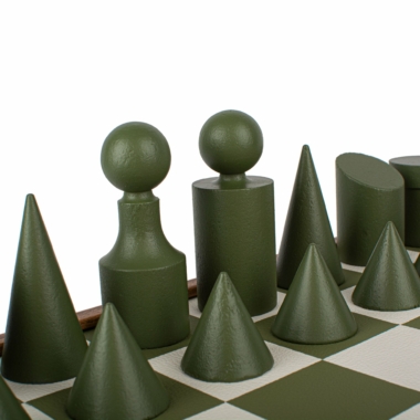 Ensemble de Jeu d'Echecs Style Bauhaus - Vert & Blanc - 40 x 40 cm – Image 2