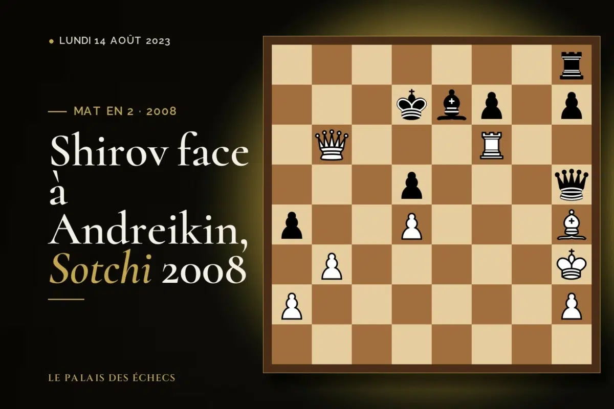 Position du défi d’échecs : Les Blancs jouent et matent en 2 (Alexei Shirov – Dmitry Andreikin, Sochi, 2008)