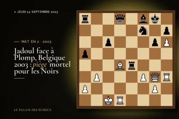 Position du défi d’échecs : Les Blancs jouent et matent en 2 (Michel Jadoul – Gordon Plomp, Belgium, 2003)