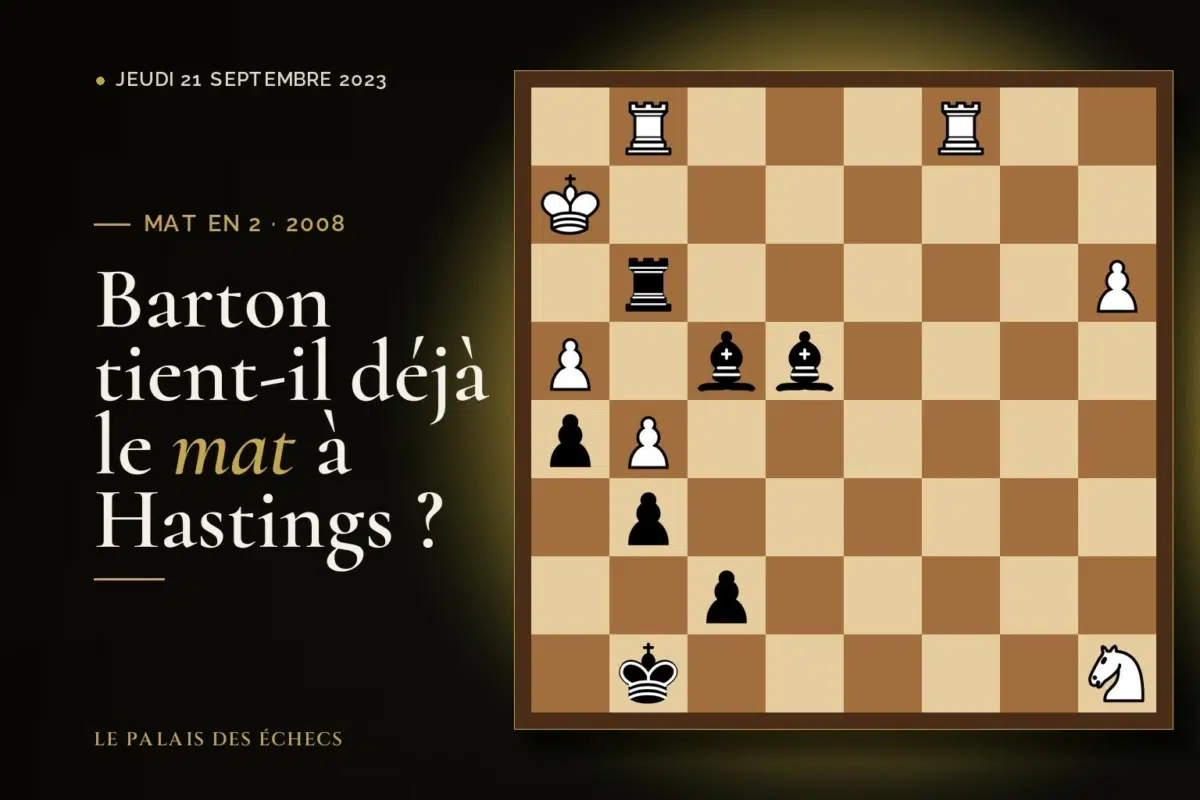 Position du défi d’échecs : Les Noirs jouent et matent en 2 (Einora Juciute – Alan Barton, Hastings, 2008)