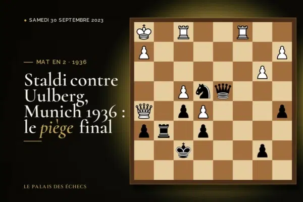 Position du défi d’échecs : Les Noirs jouent et matent en 2 (Cherubino Staldi – Uulberg, Munich, 1936)